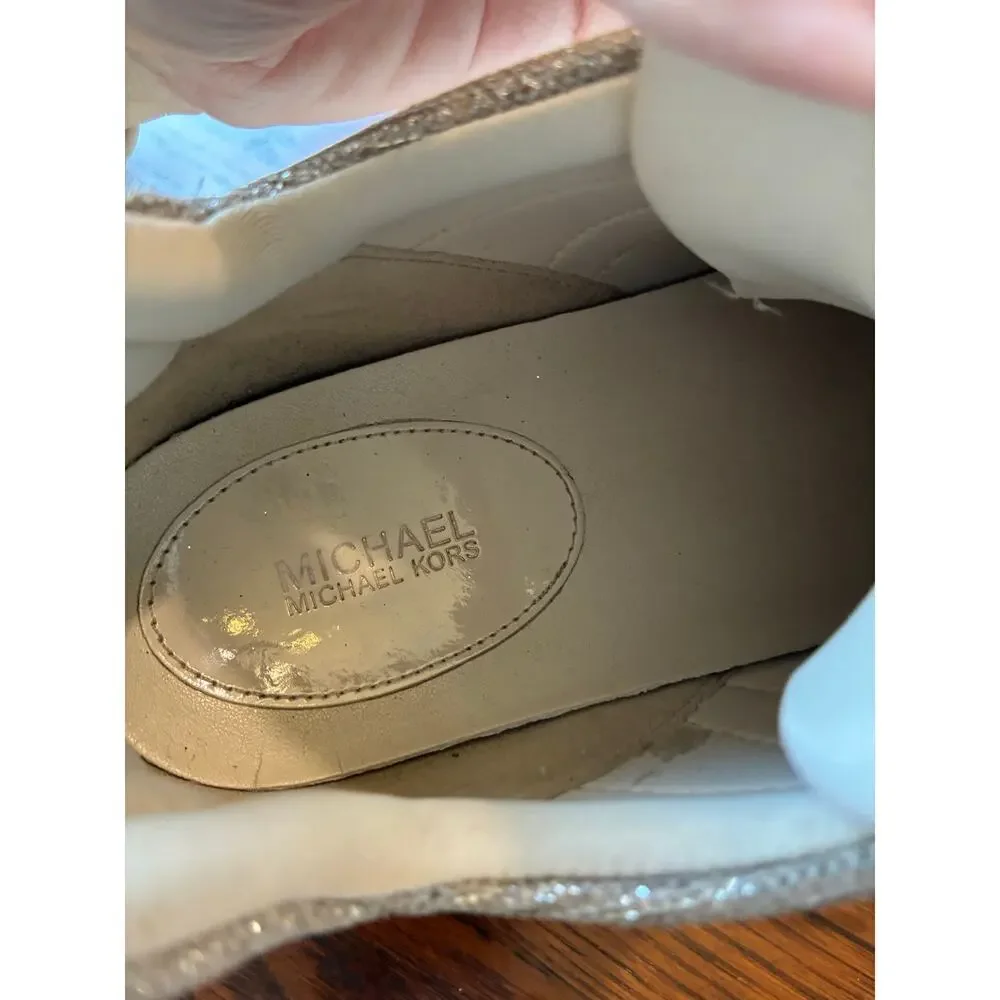 Michael Kors Olympia Trainer Sneakers In Pale Gold Platform Size 9.5